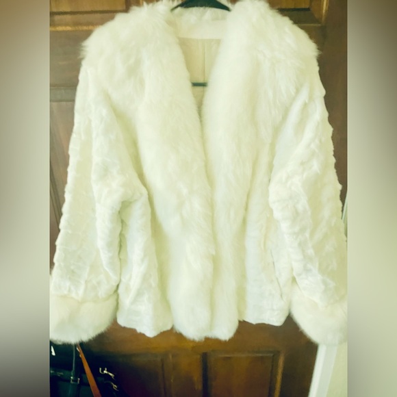 Authentic white mink and fox fur jacket - Picture 11 of 12